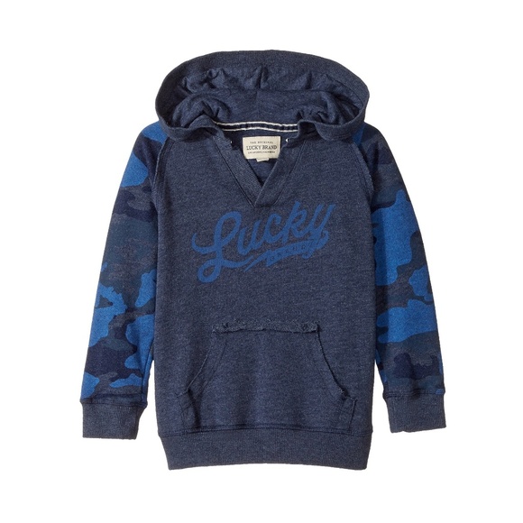 Lucky Brand Other - Lucky Brand Hoodie Sweatshirt Boys 3T  Camo Terry Pullover Navy Blue NWT